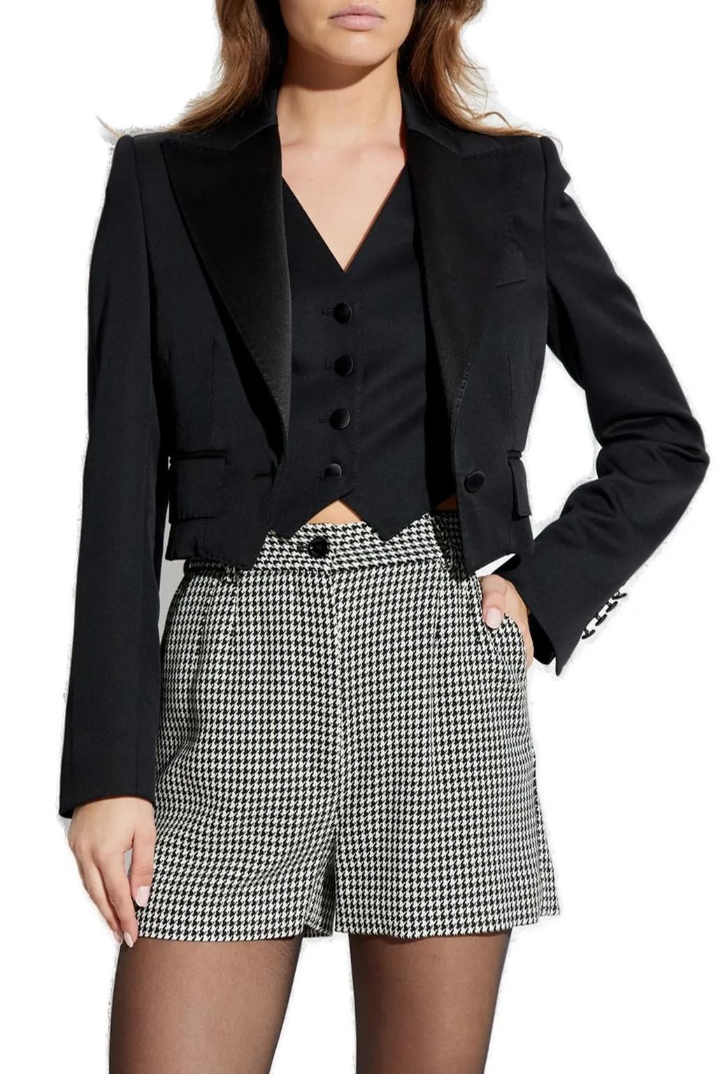 Cropped Gabardine Tuxedo Jacket