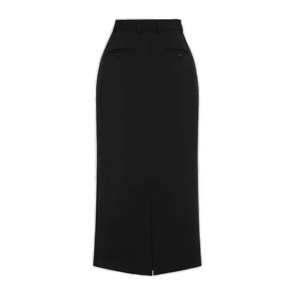 Calf-Length Tuxedo Pencil Skirt