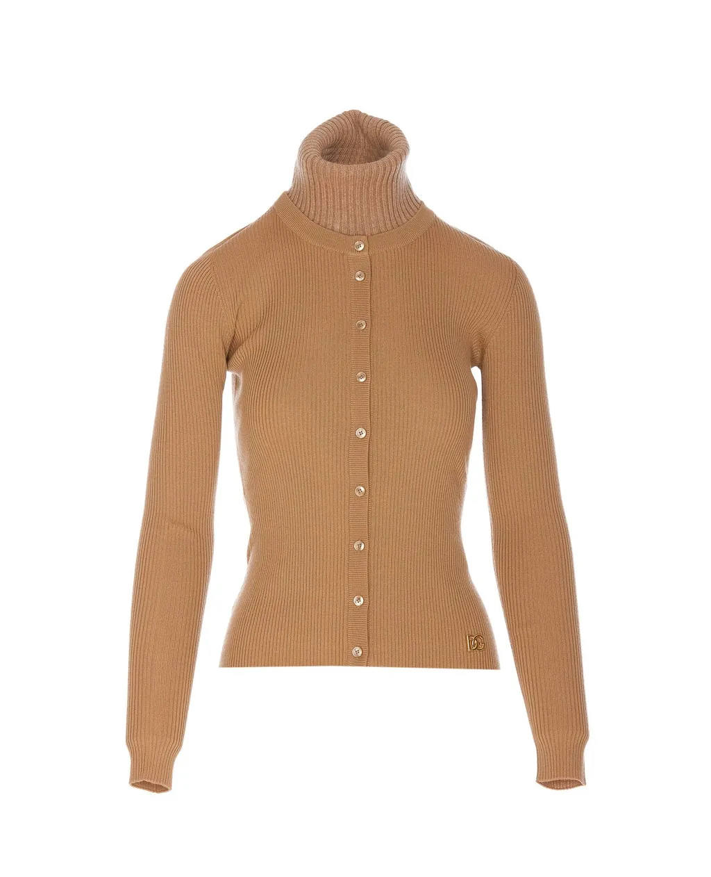 Button-Up Roll-Neck Cardigan