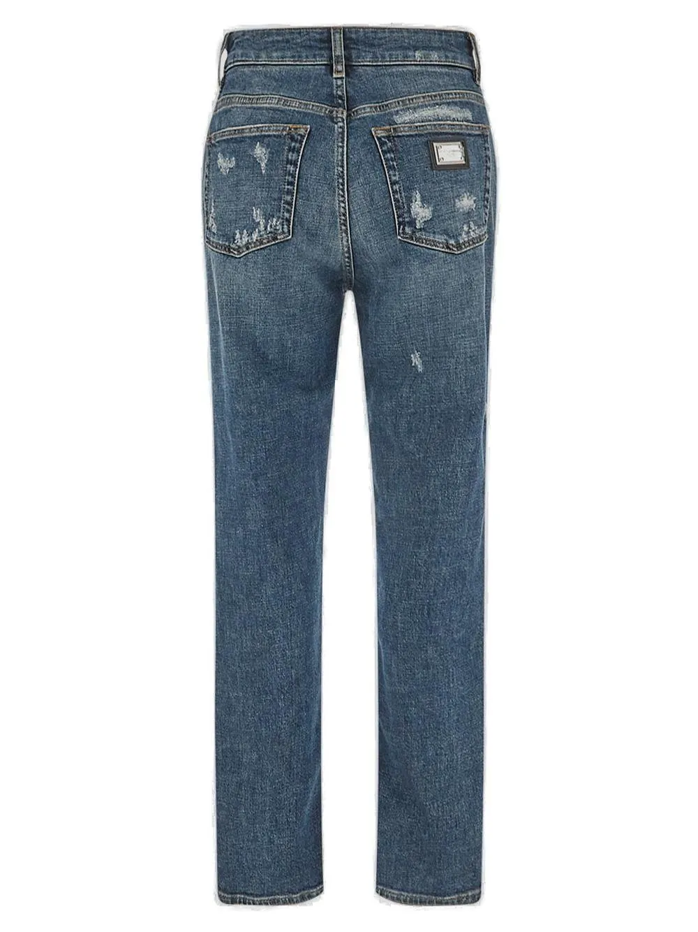 Distressed Straight Leg Cropped Jeans