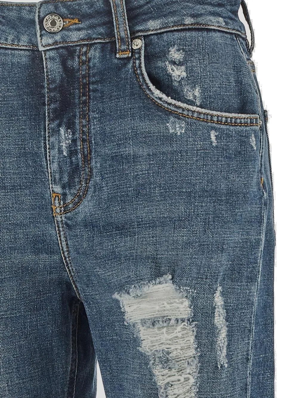 Distressed Straight Leg Cropped Jeans