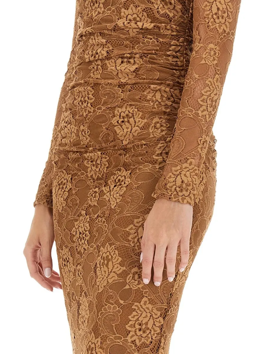 Chantilly-Lace Crewneck Midi Dress