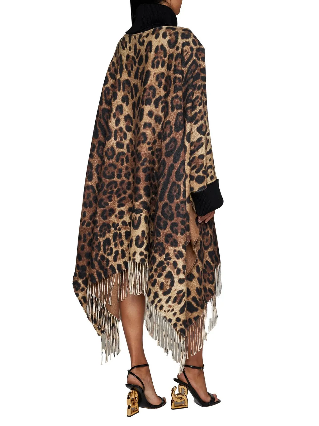 Leopard Printed Fringed Poncho