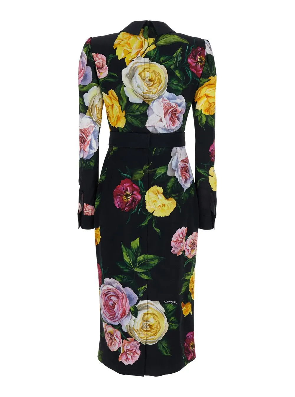 Floral Printed Calf-Length Cady Shirt Dress