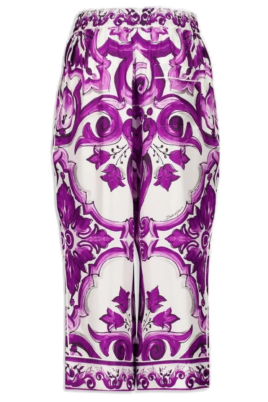 Majolica-Printed Wide-Leg Culottes
