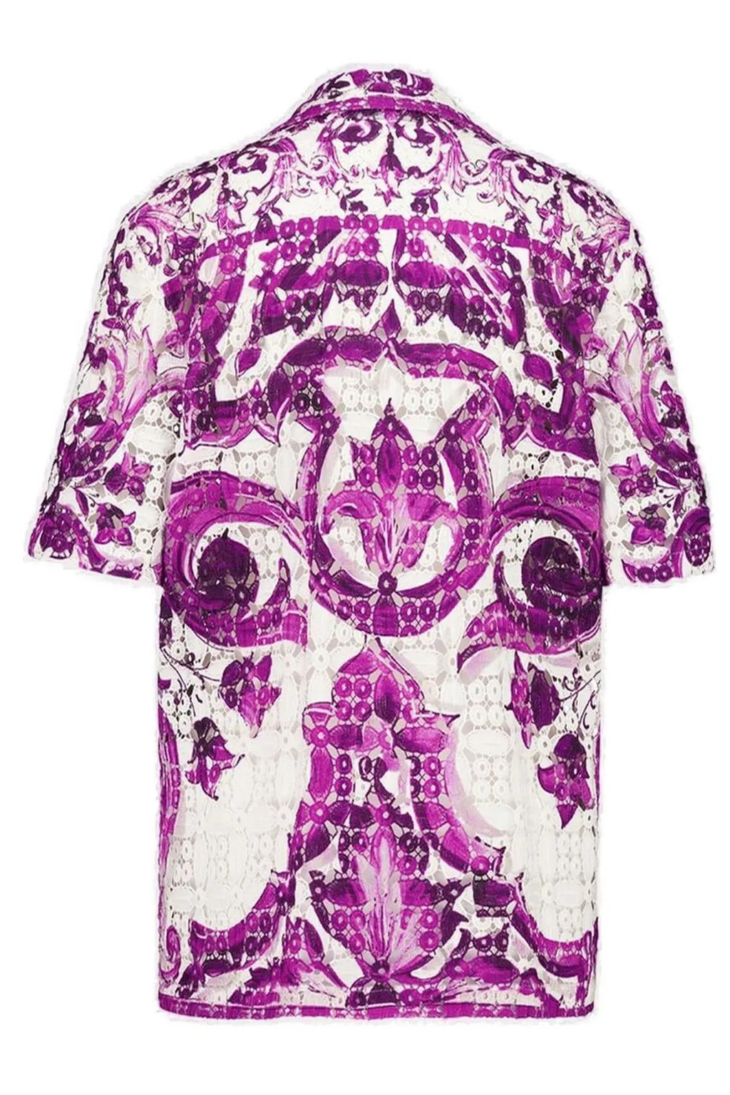 Majolica-Printed Crochet Lace Shirt
