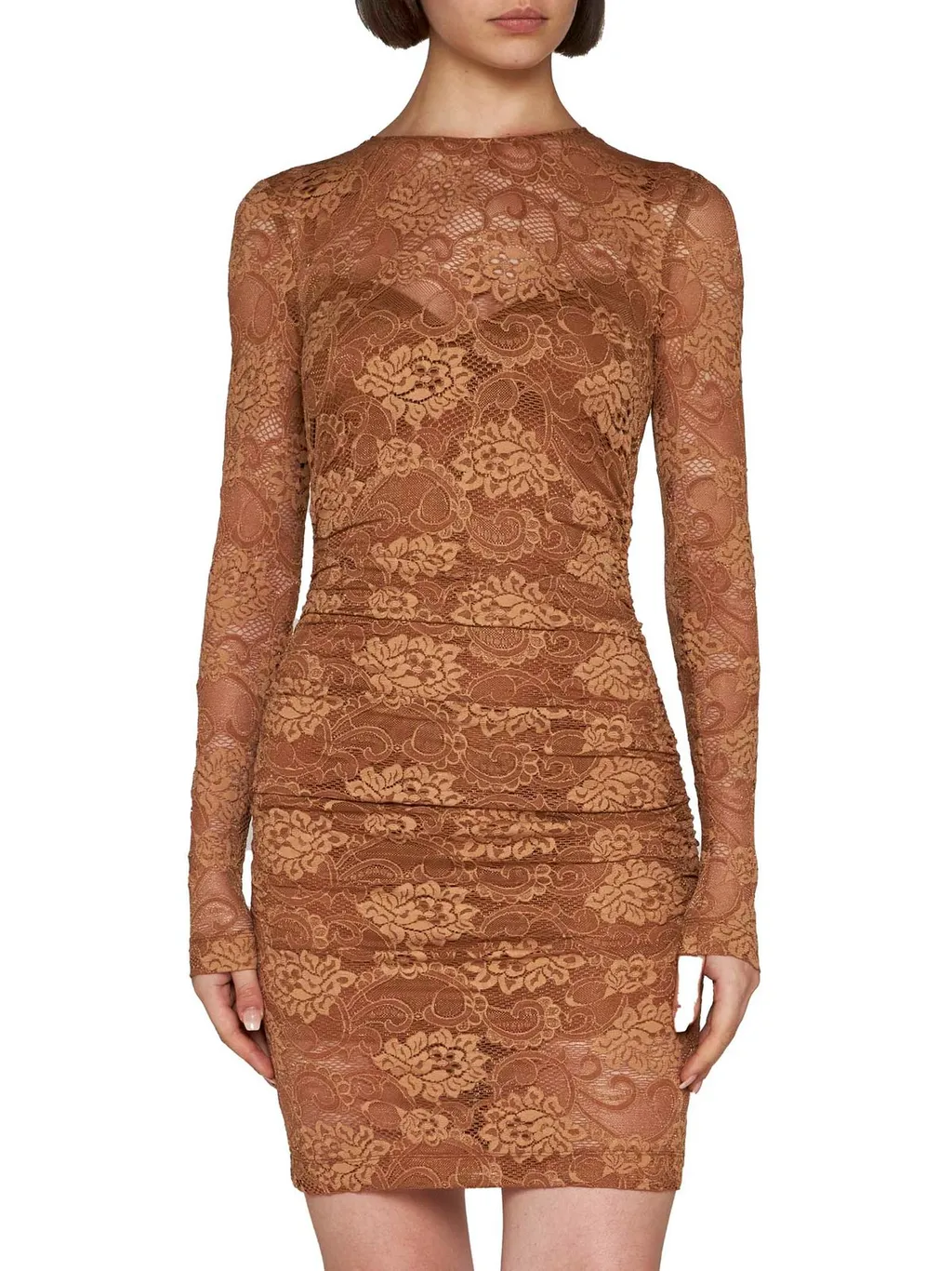 Lace Semi Sheer Mini Dress