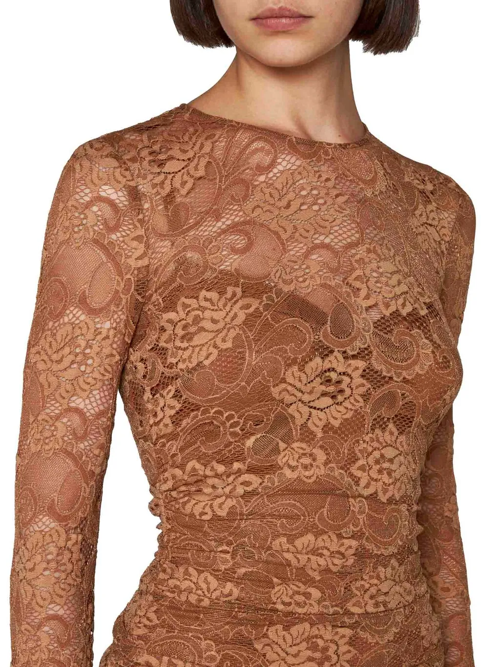 Lace Semi Sheer Mini Dress