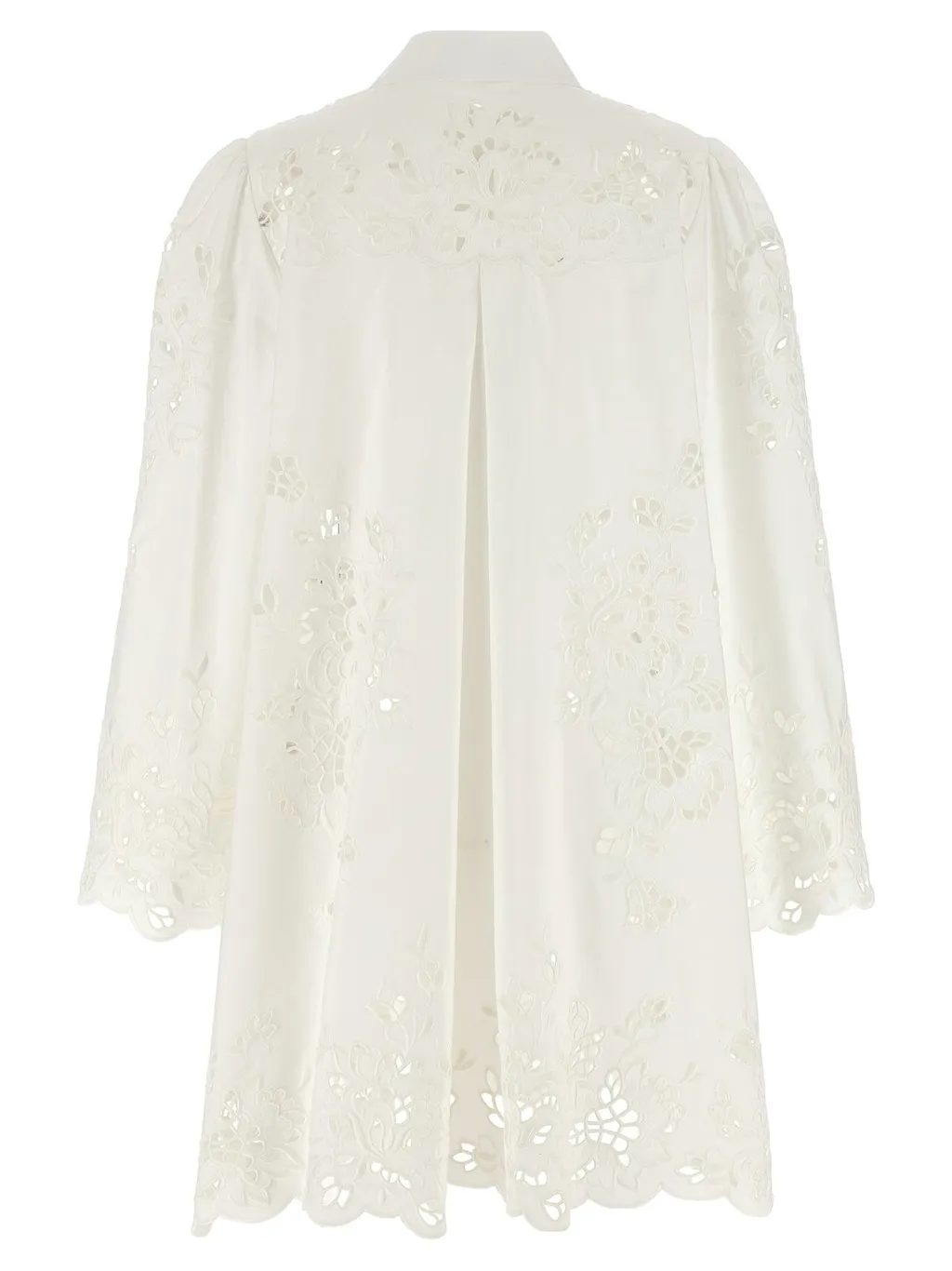 Cut-Out Embroidered Poplin Shirt Dress