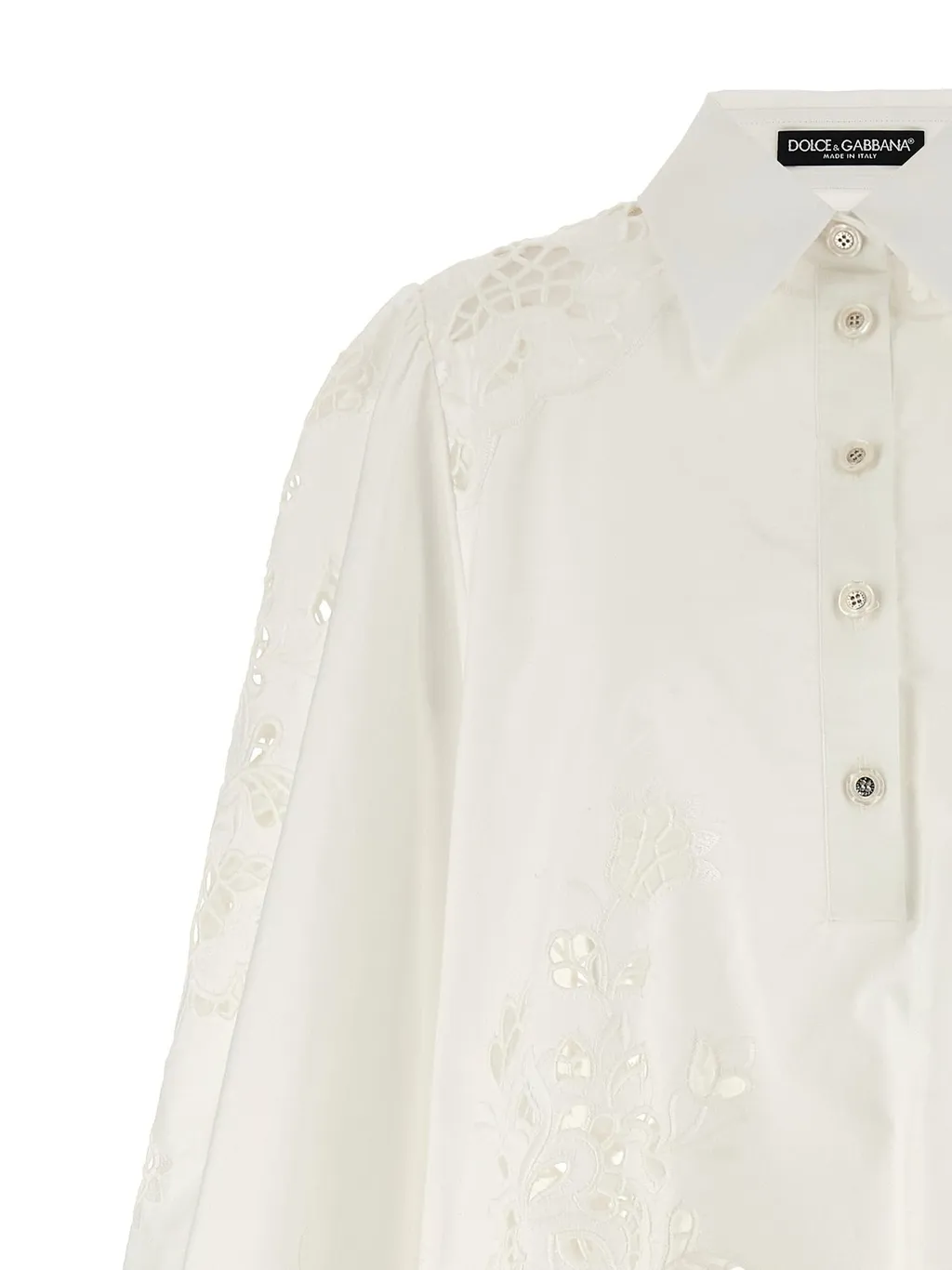 Cut-Out Embroidered Poplin Shirt Dress