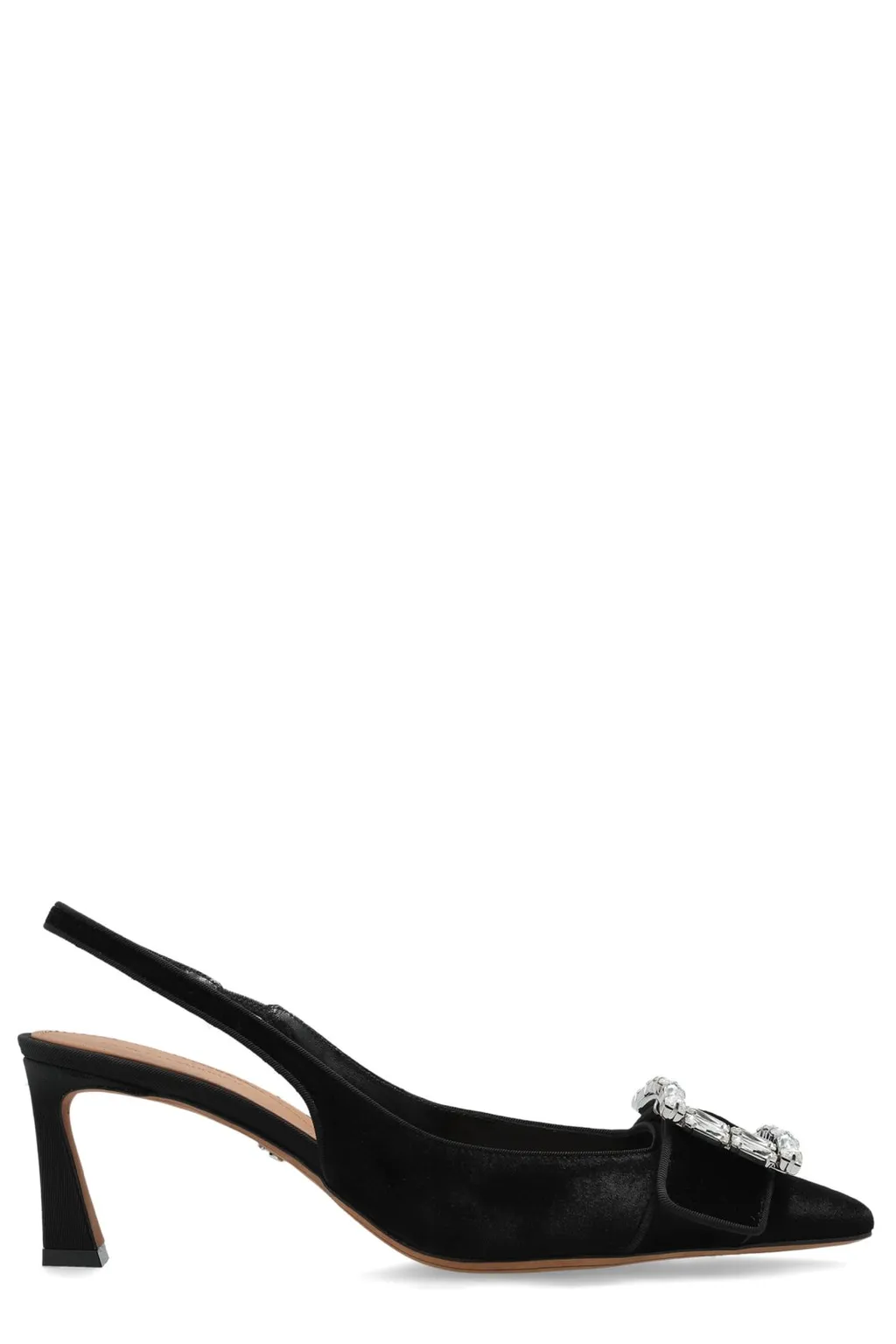 Buckle Embellished Velvet Slingbacks