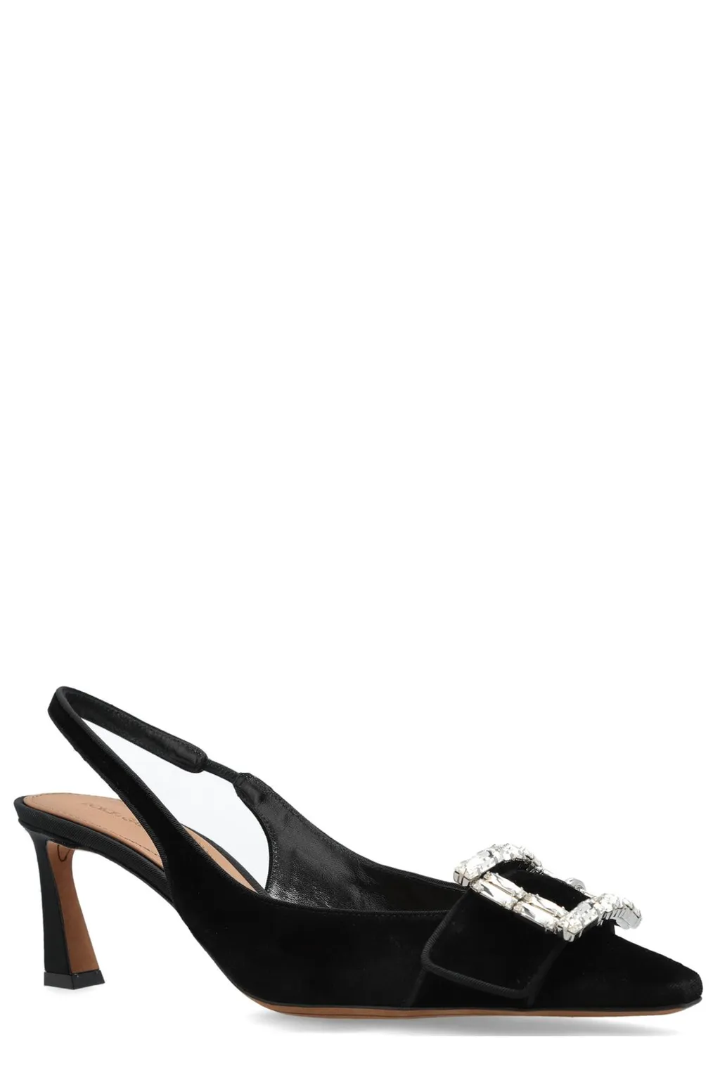 Buckle Embellished Velvet Slingbacks