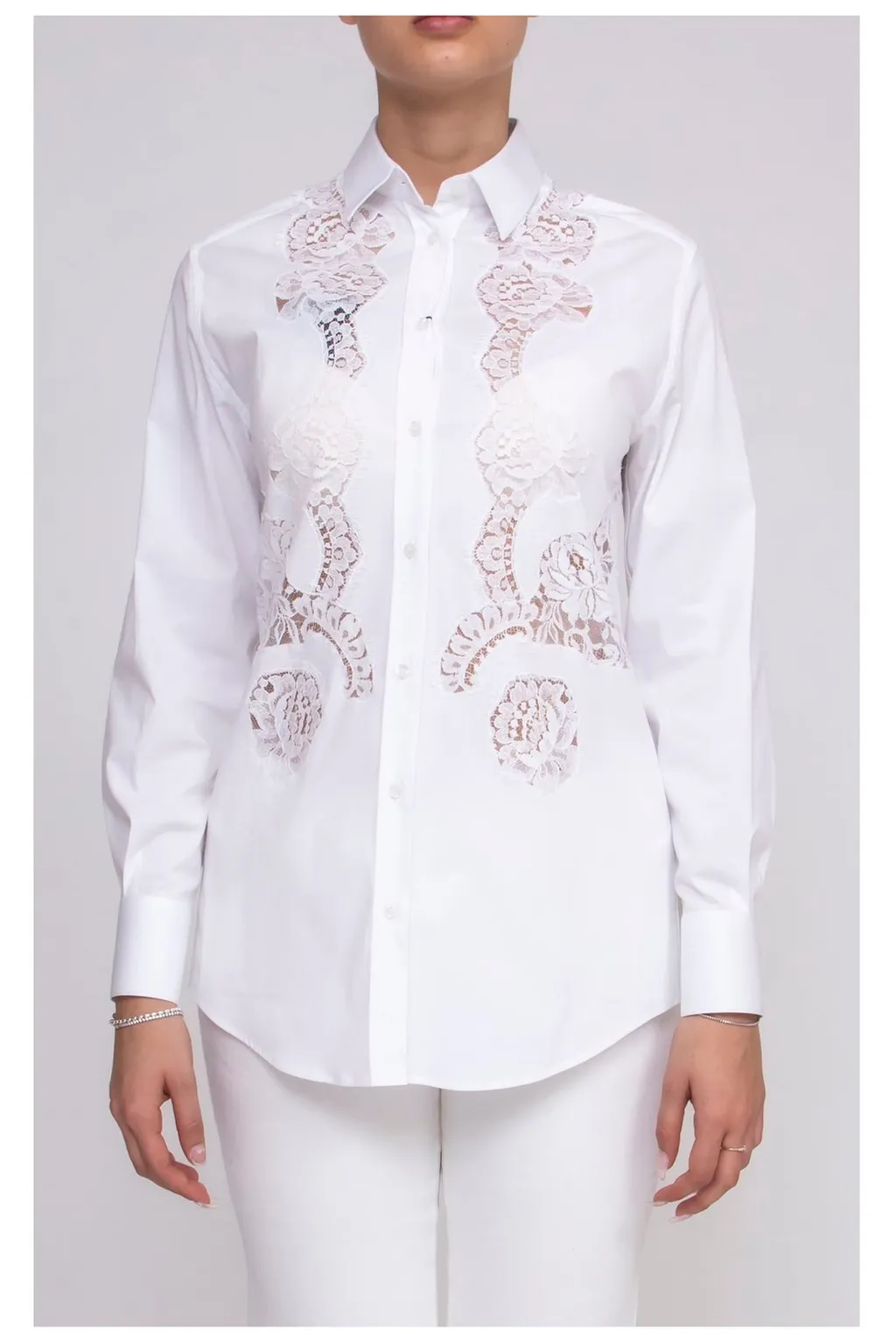 Lace Inlay Poplin Shirt