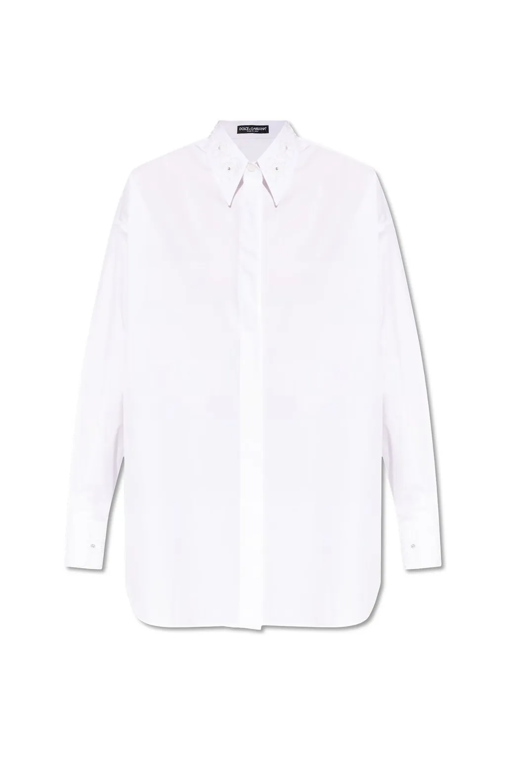 Embroidered Collar Long-Sleeved Shirt