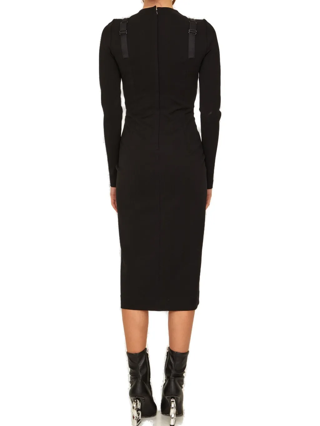 Detailed Long-Sleeved Midi Dress