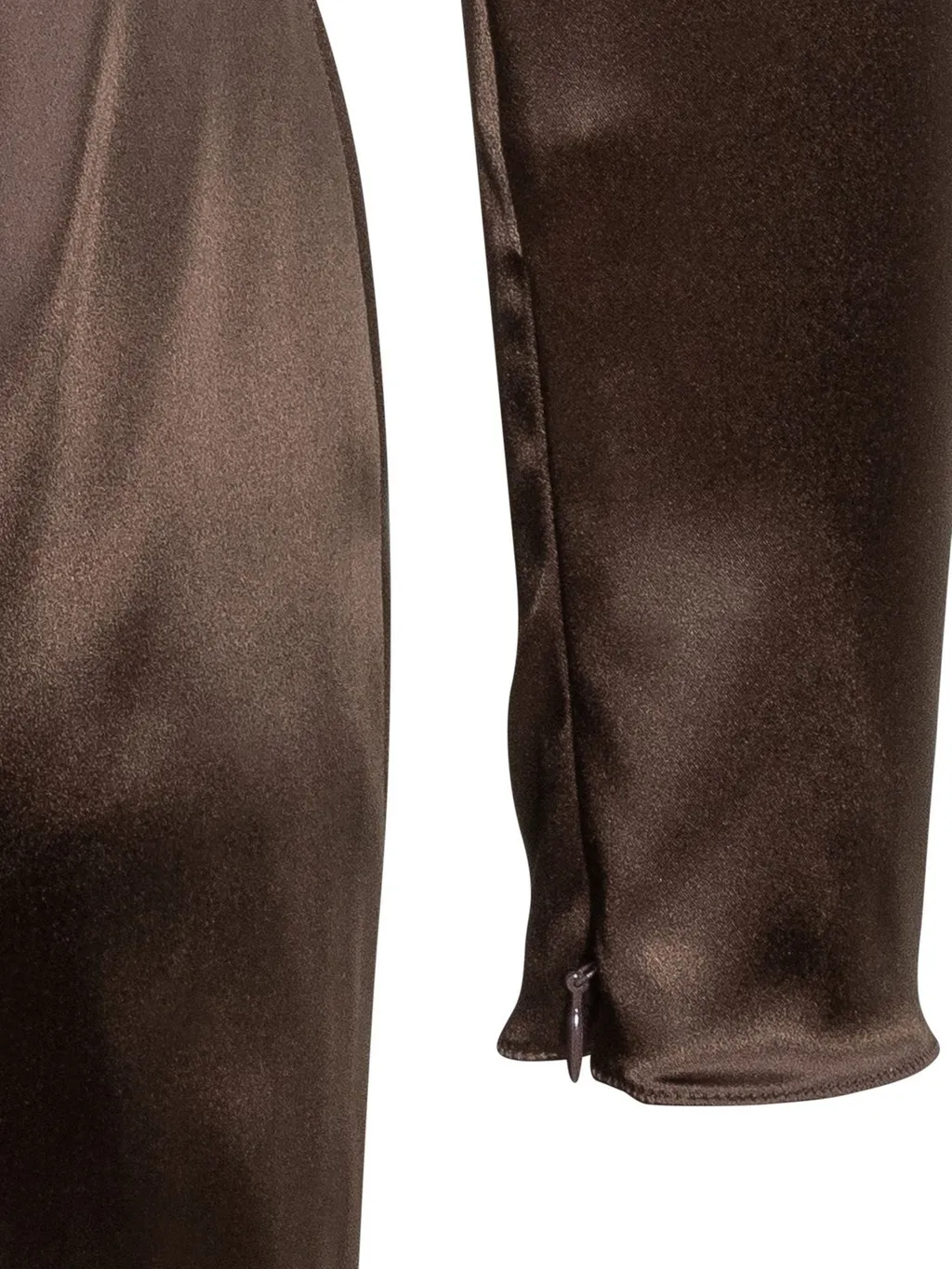Deep Beveled Neck Midi Satin Dress
