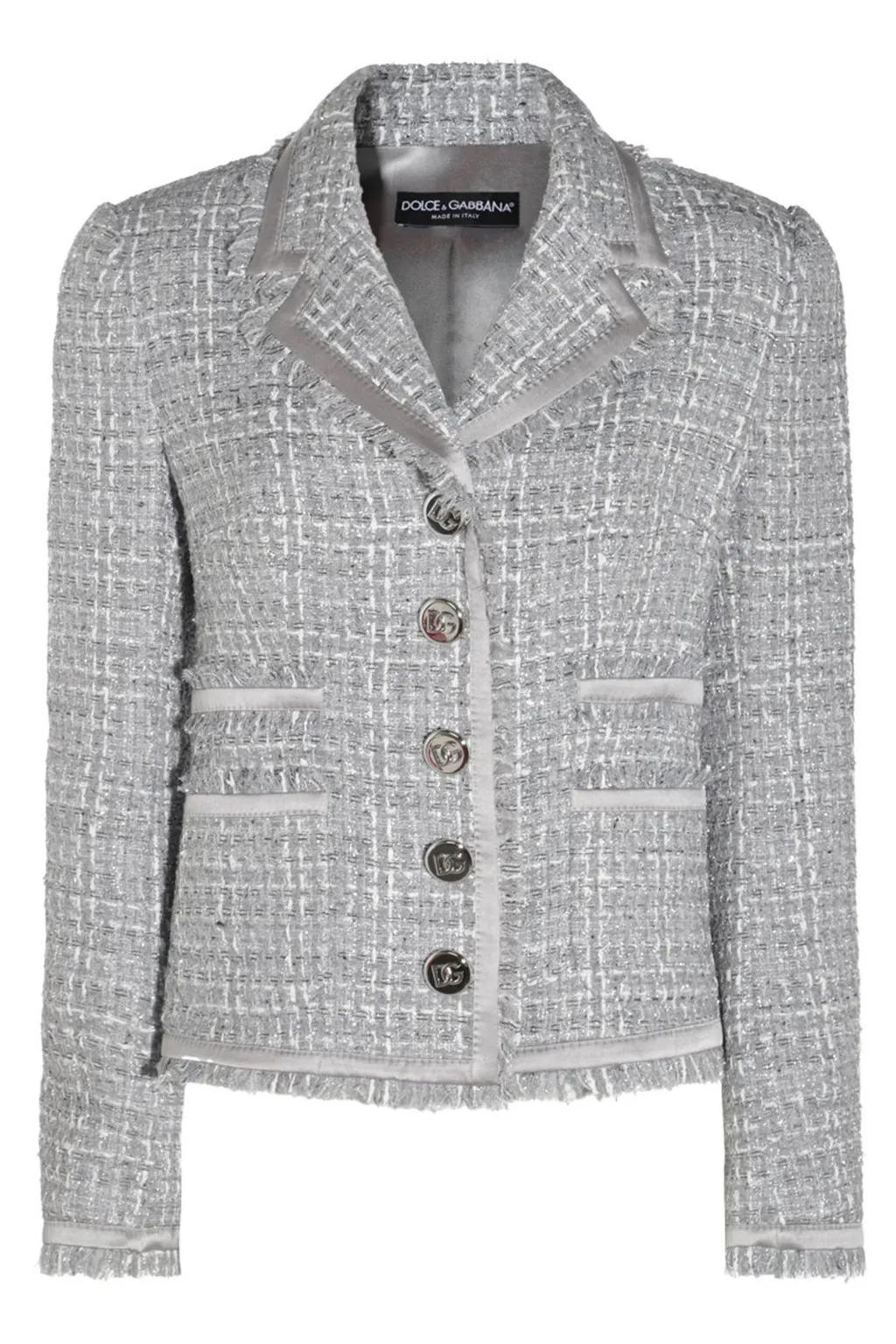 Single-Breasted Short Tweed Jacket