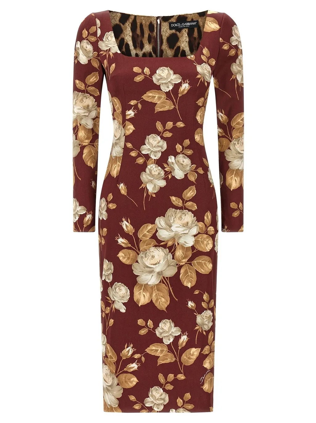 Rose Printed Long-Sleeved Dress