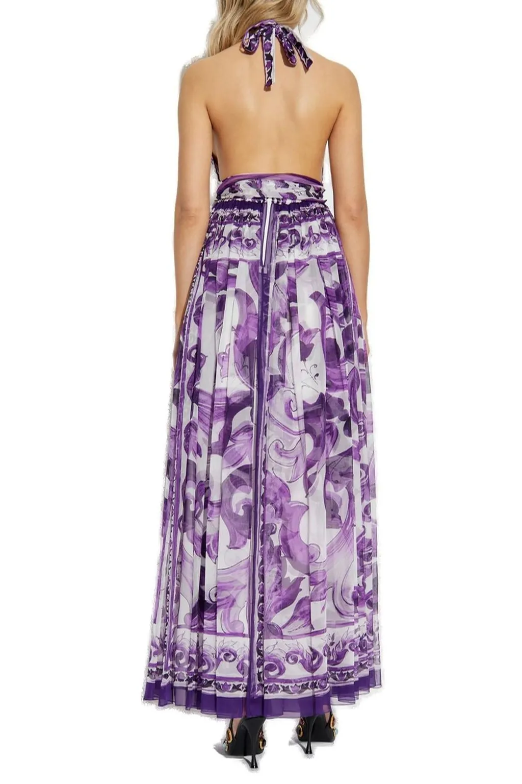 Majolica Printed Long Chiffon Dress