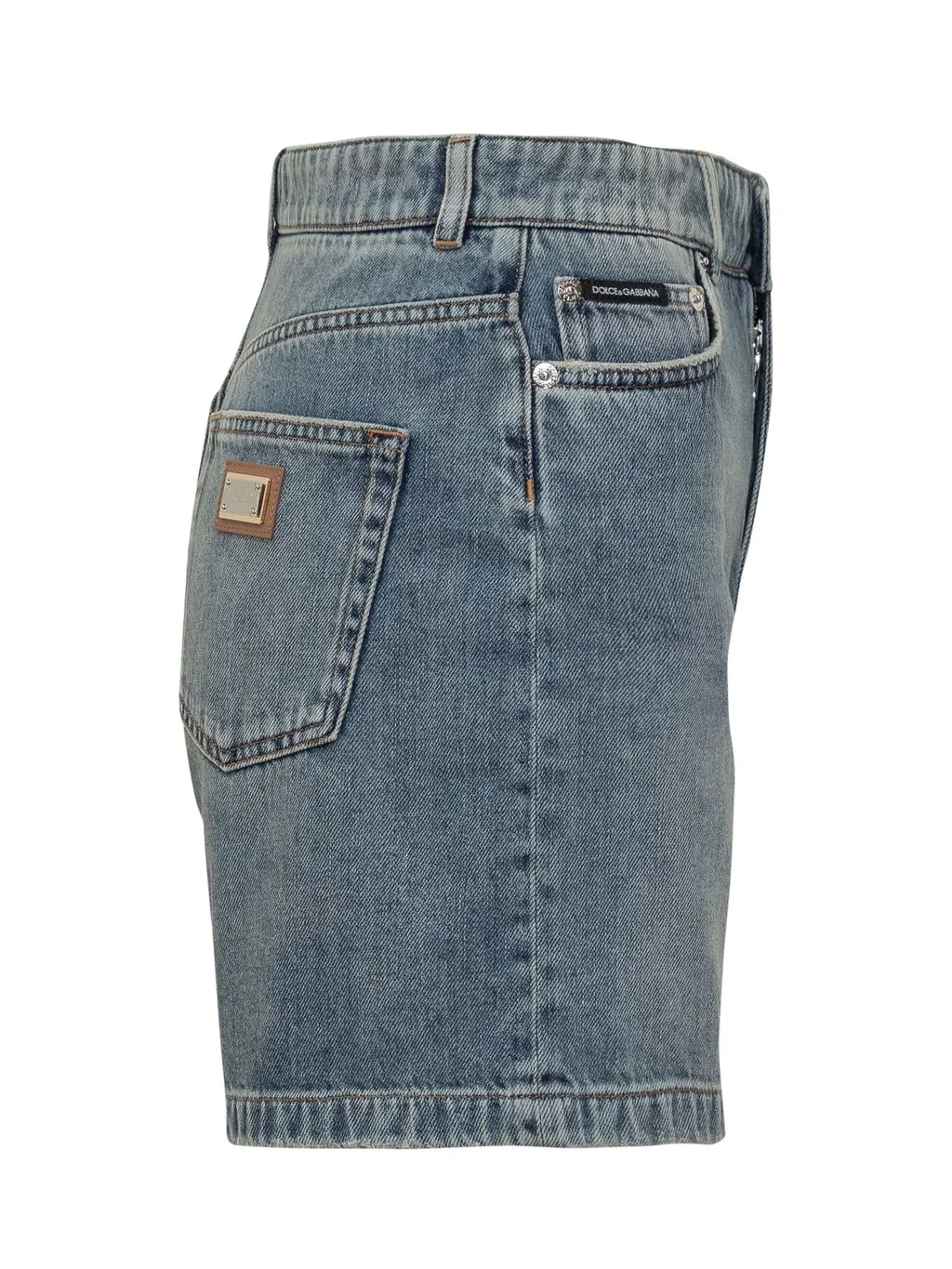 Logo Plaque Denim Shorts