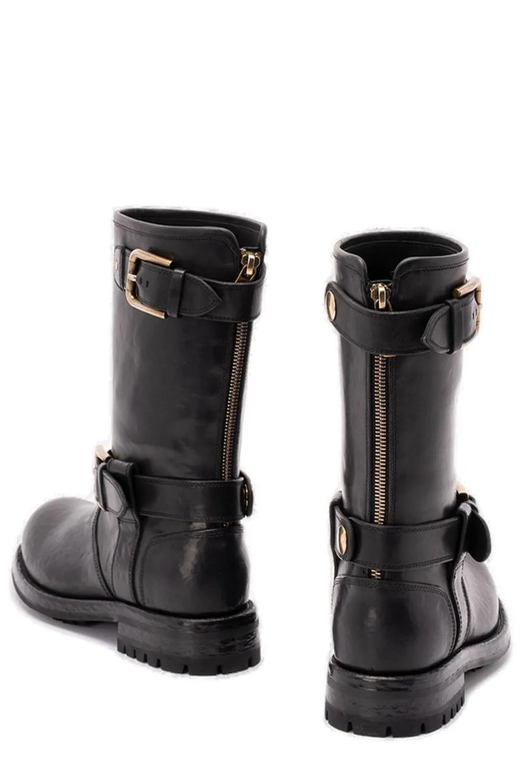 Buckle Detailed Biker Boots