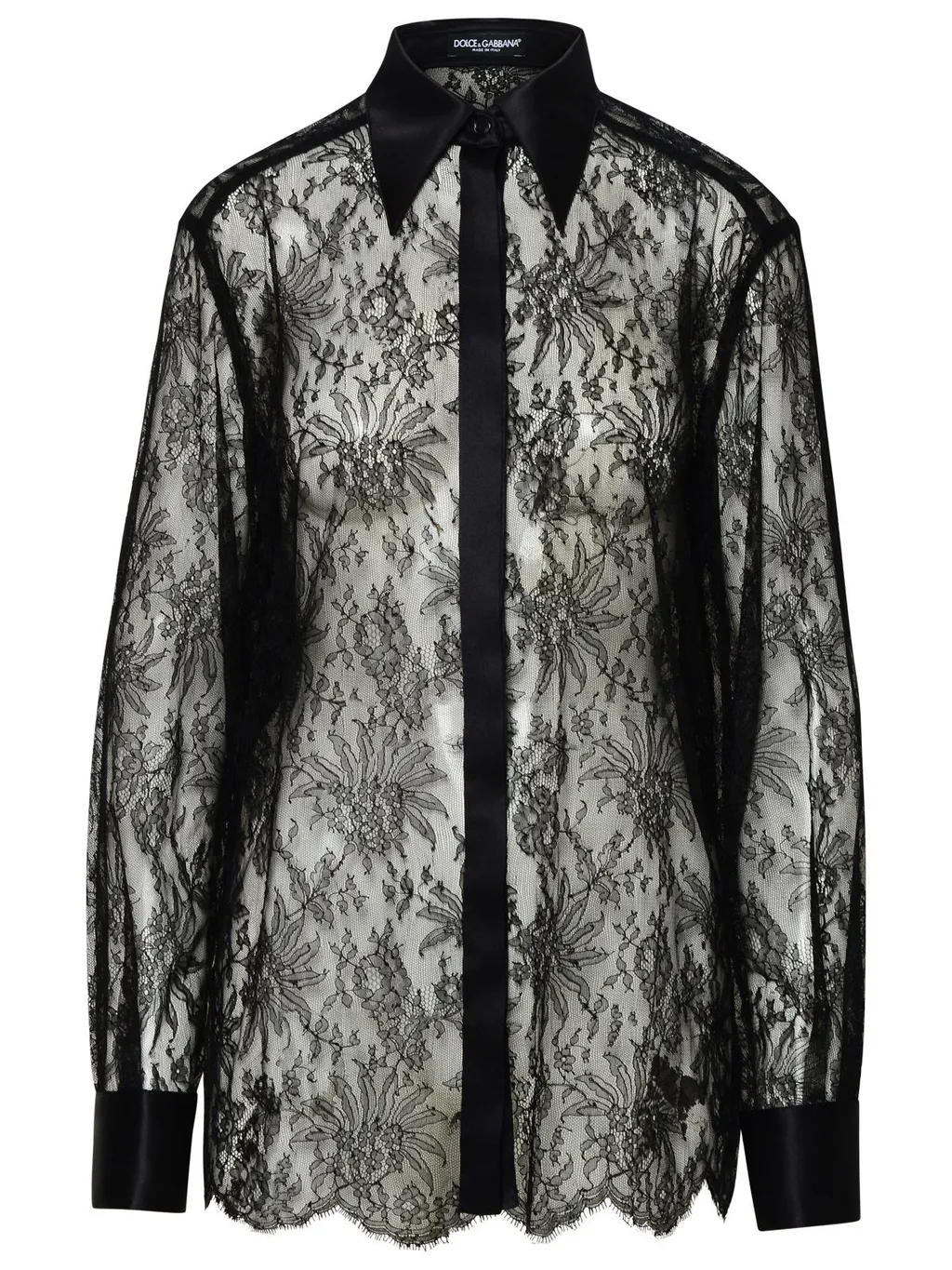 Satin Detailed Chantilly Lace Shirt