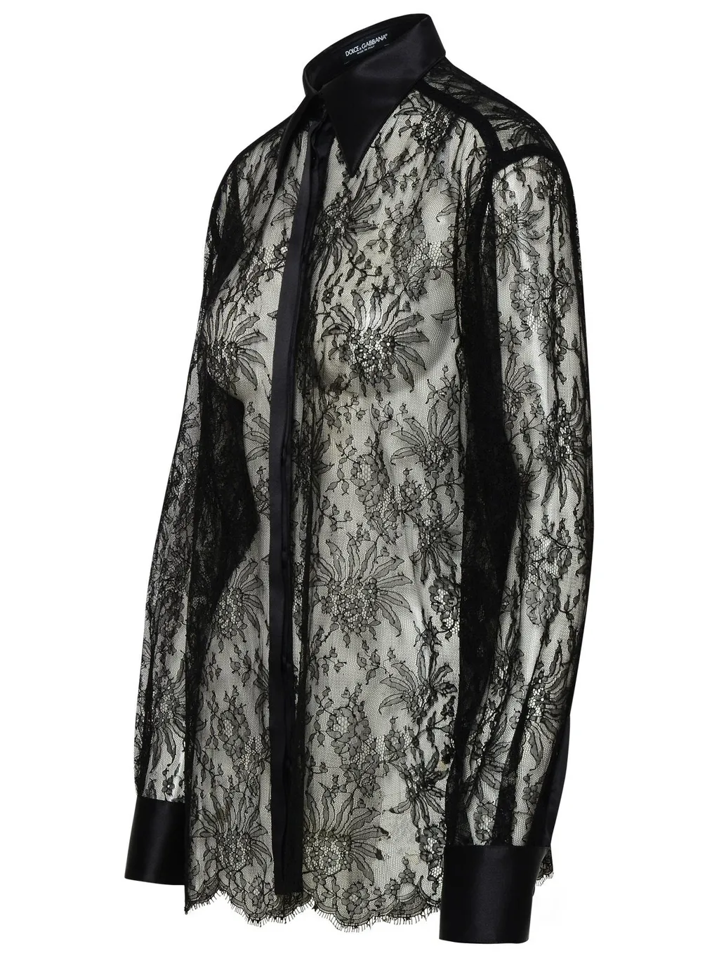 Satin Detailed Chantilly Lace Shirt