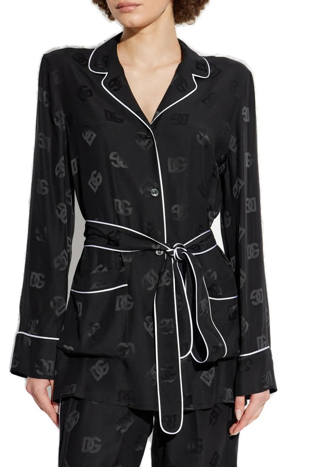 All-Over Dg Logo Jacquard Pajama Satin Shirt