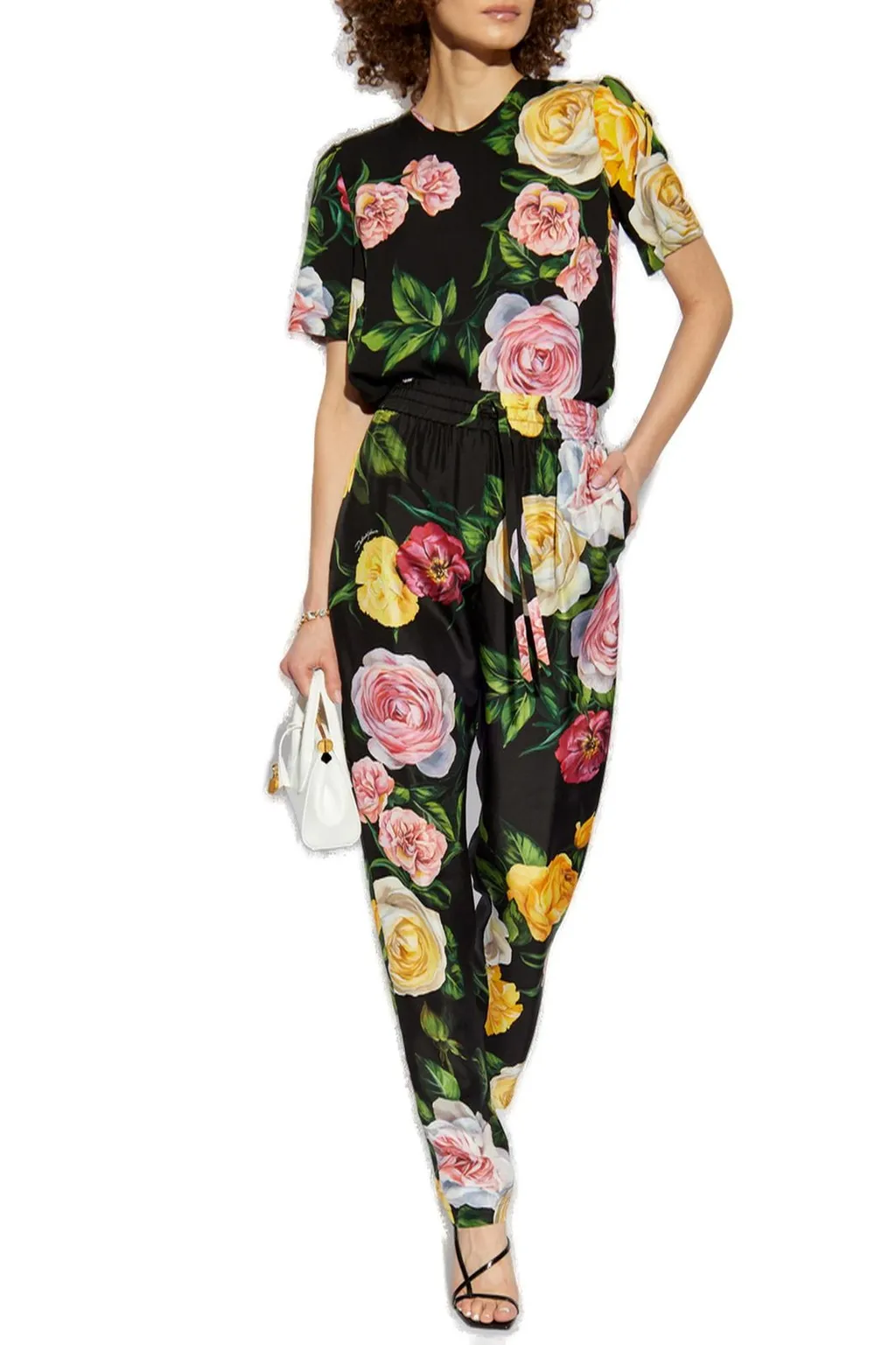 Floral Printed Elastic Waist Pants