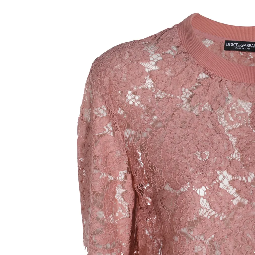 Short-Sleeved Cordonetto Lace T-Shirt