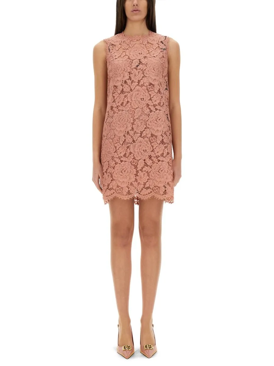 A-Line Sleeveless Mini Lace Dress