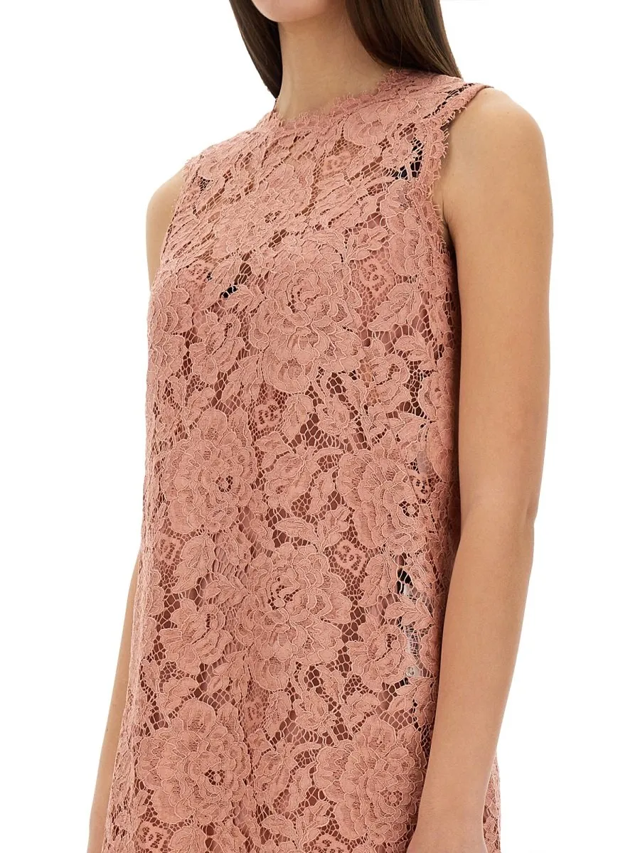 A-Line Sleeveless Mini Lace Dress