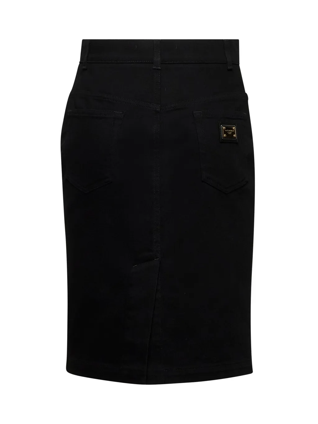Logo Plaque Denim Midi Skirt
