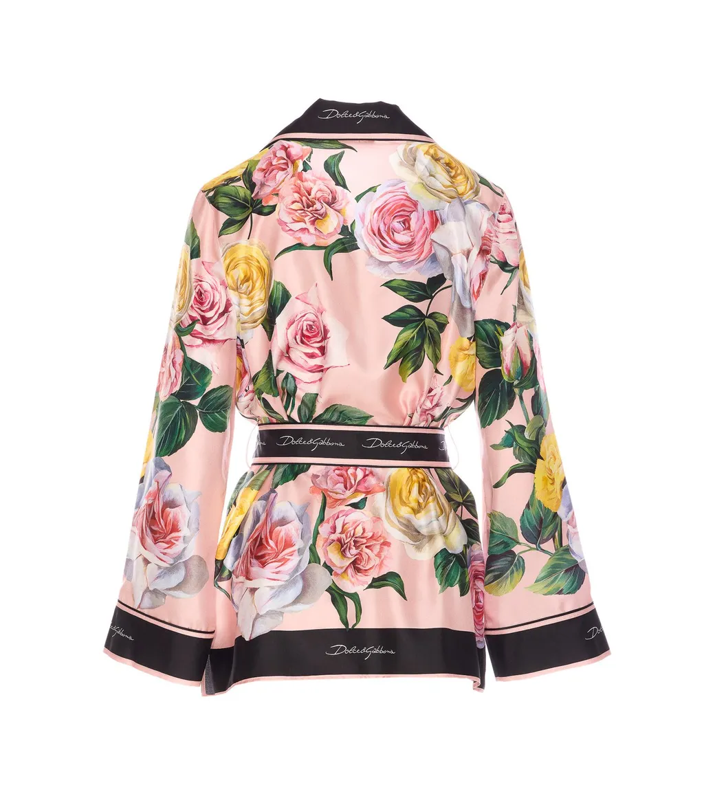Floral Printed Twill Pajama Shirt