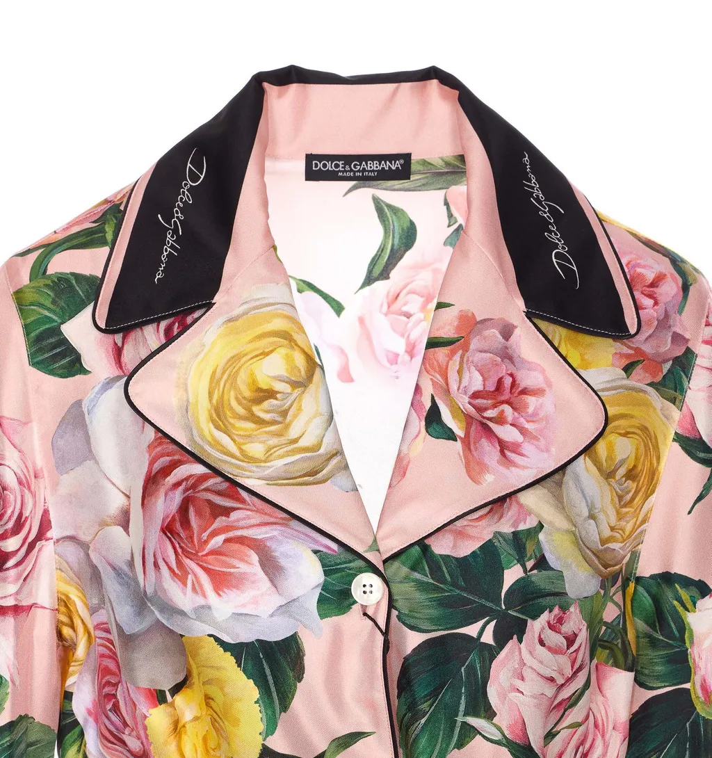 Floral Printed Twill Pajama Shirt