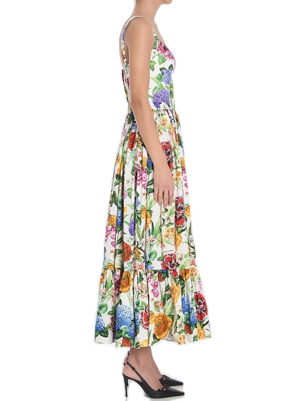 Floral Printed Sleeveless Midi Dress