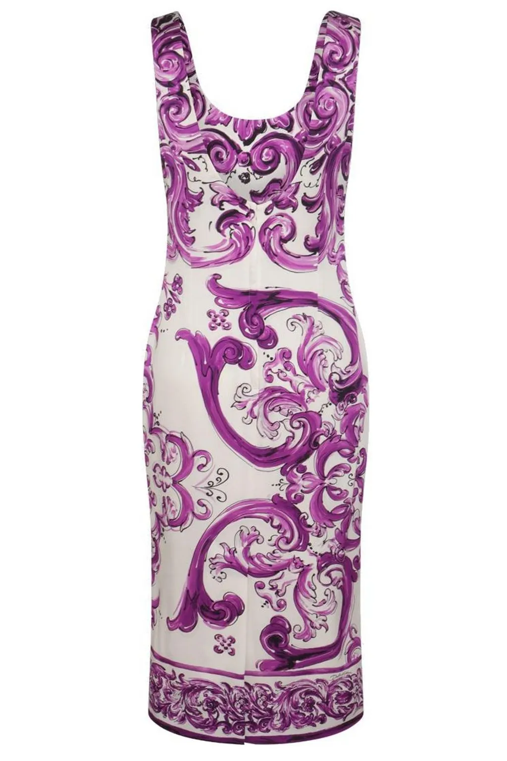 Majolica-Printed Long Charmeuse Dress