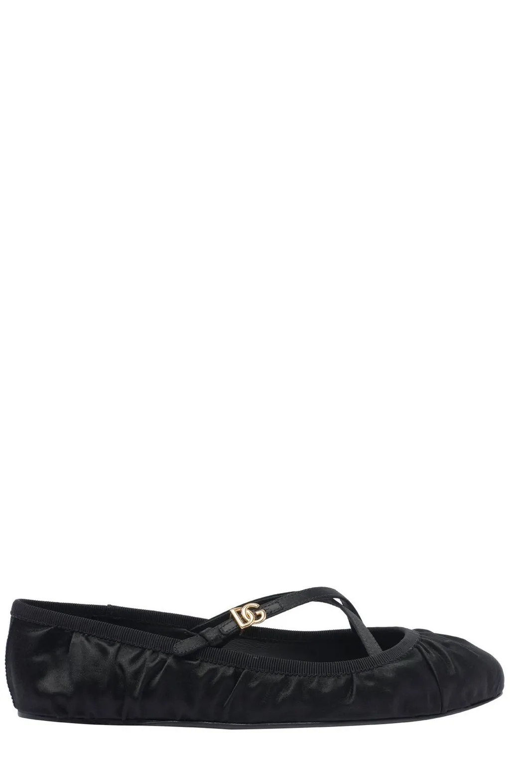 Logo Buckle Ruched Detailed Ballet Flats