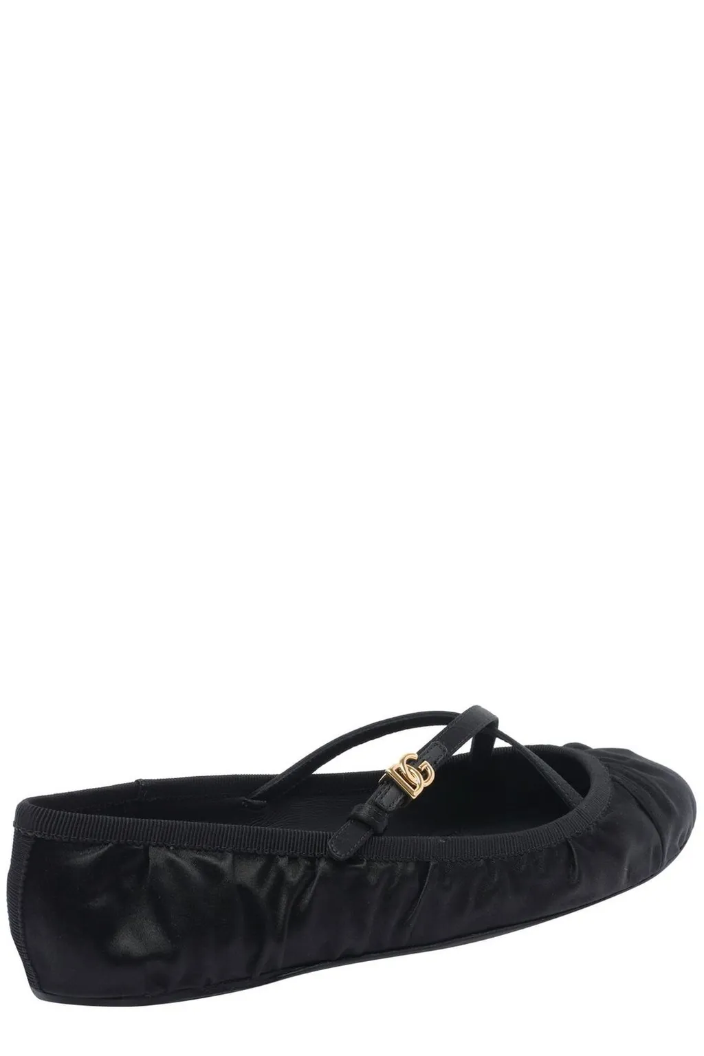 Logo Buckle Ruched Detailed Ballet Flats