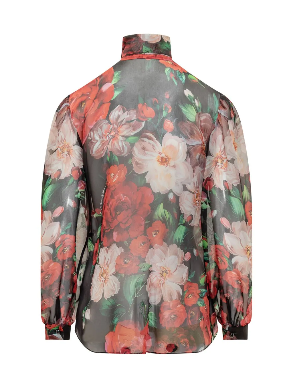 Floral Printed Chiffon Pussy-Bow Shirt