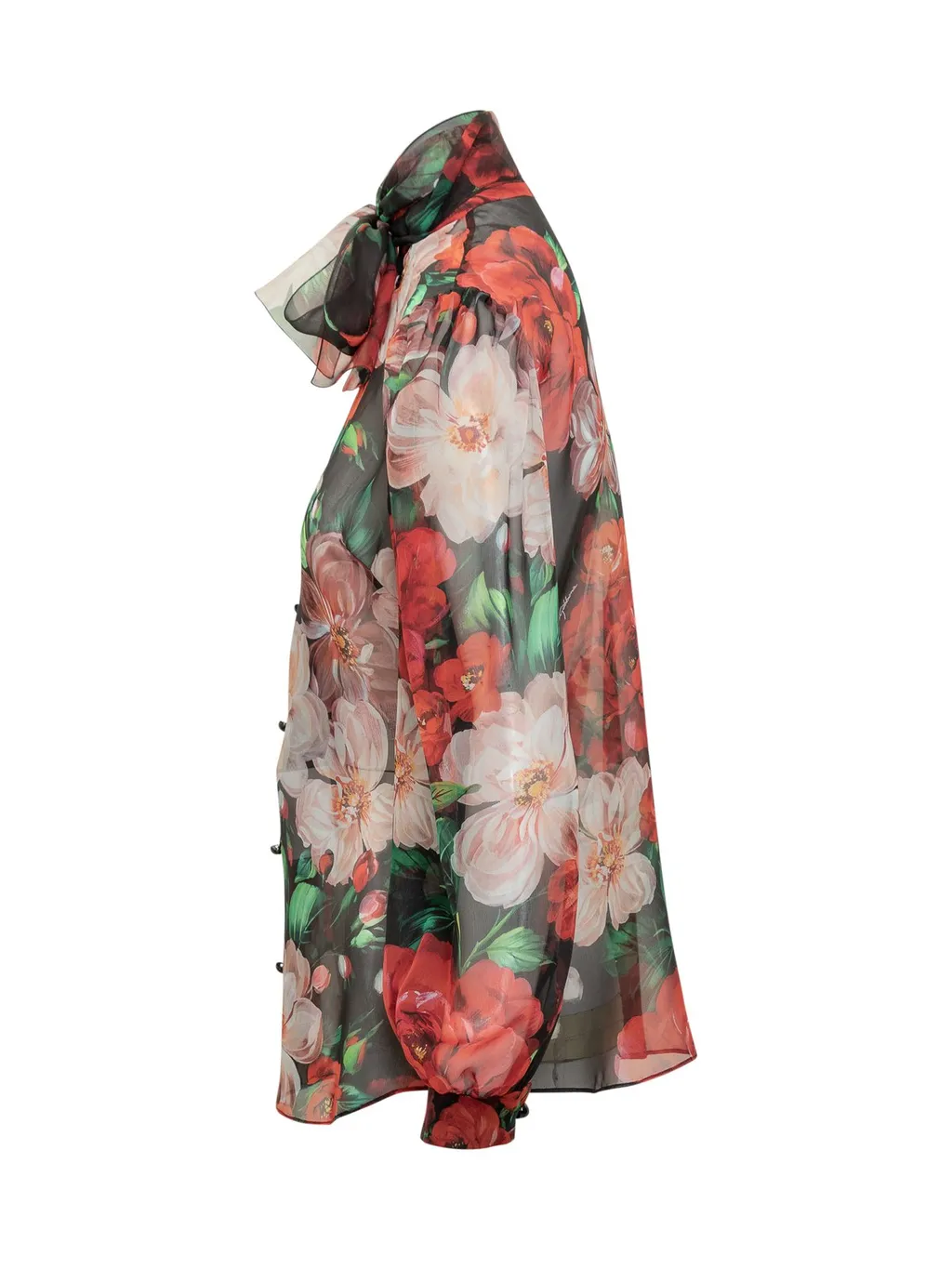 Floral Printed Chiffon Pussy-Bow Shirt