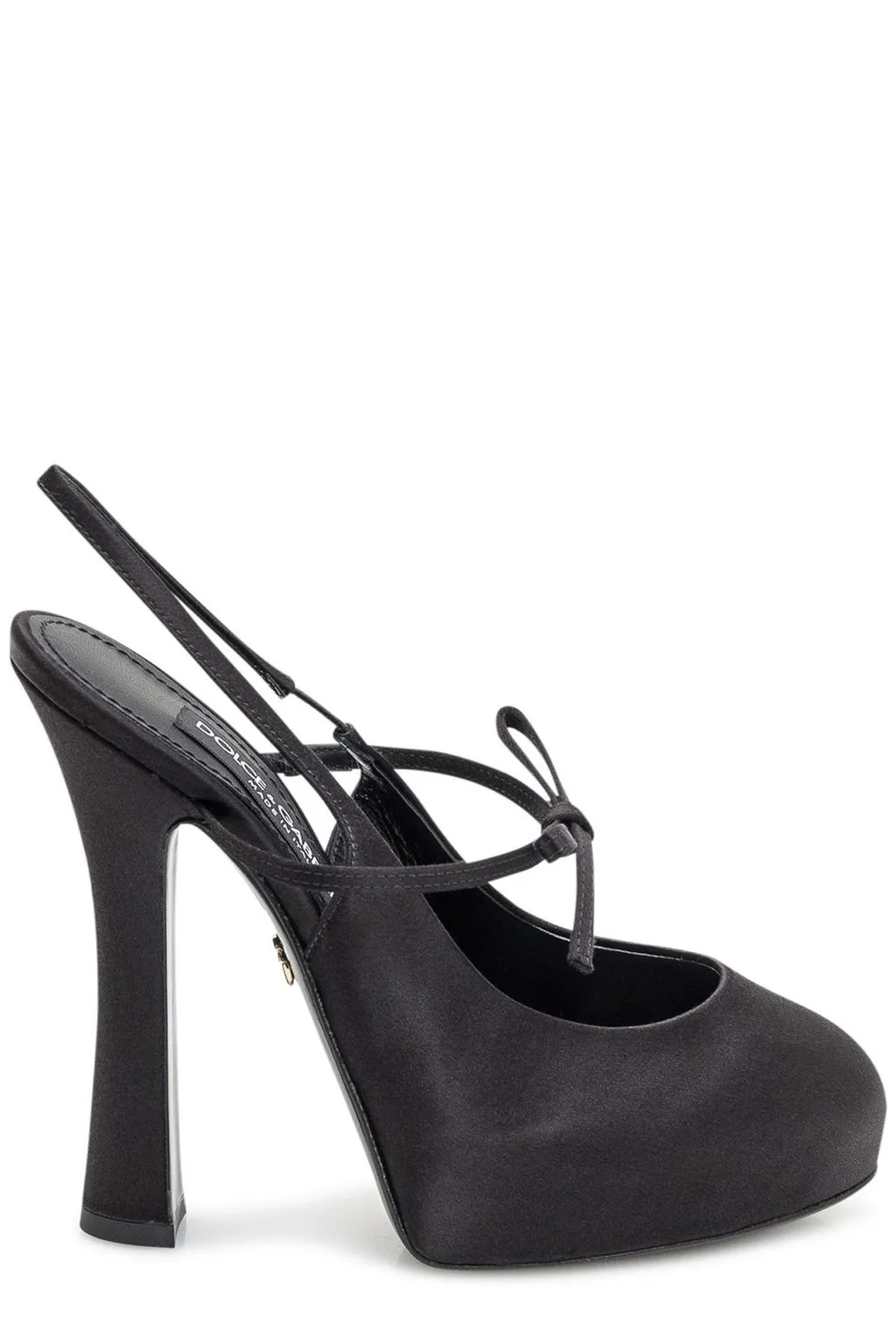 Bow Detailed Satin Platform Slingback Pumps