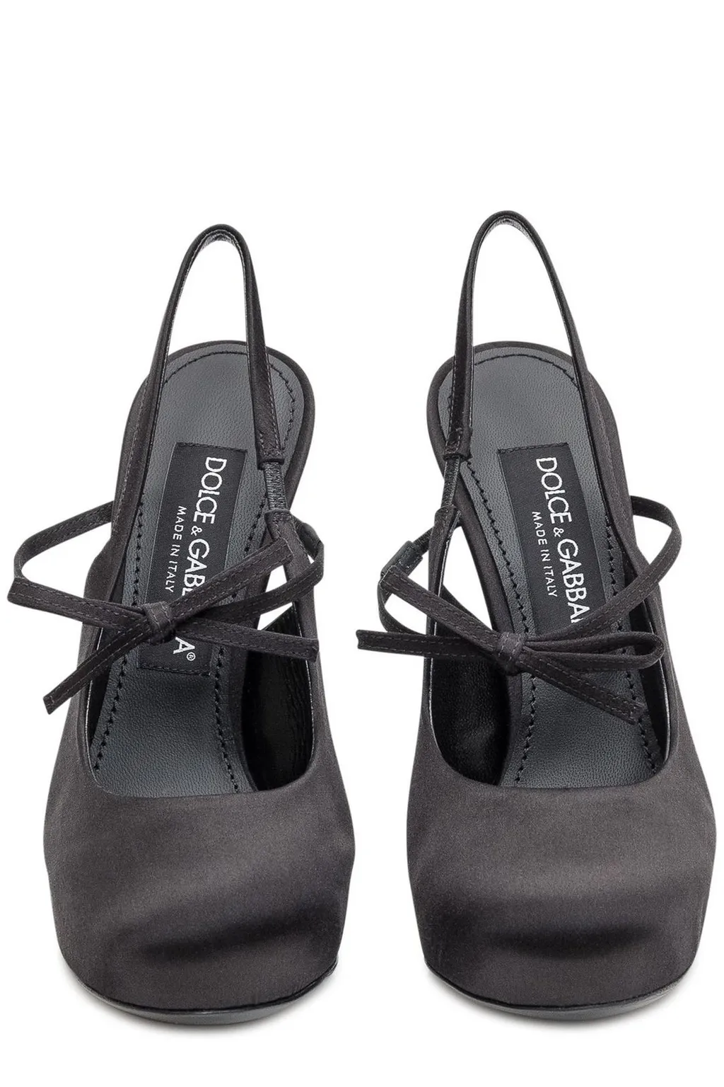 Bow Detailed Satin Platform Slingback Pumps