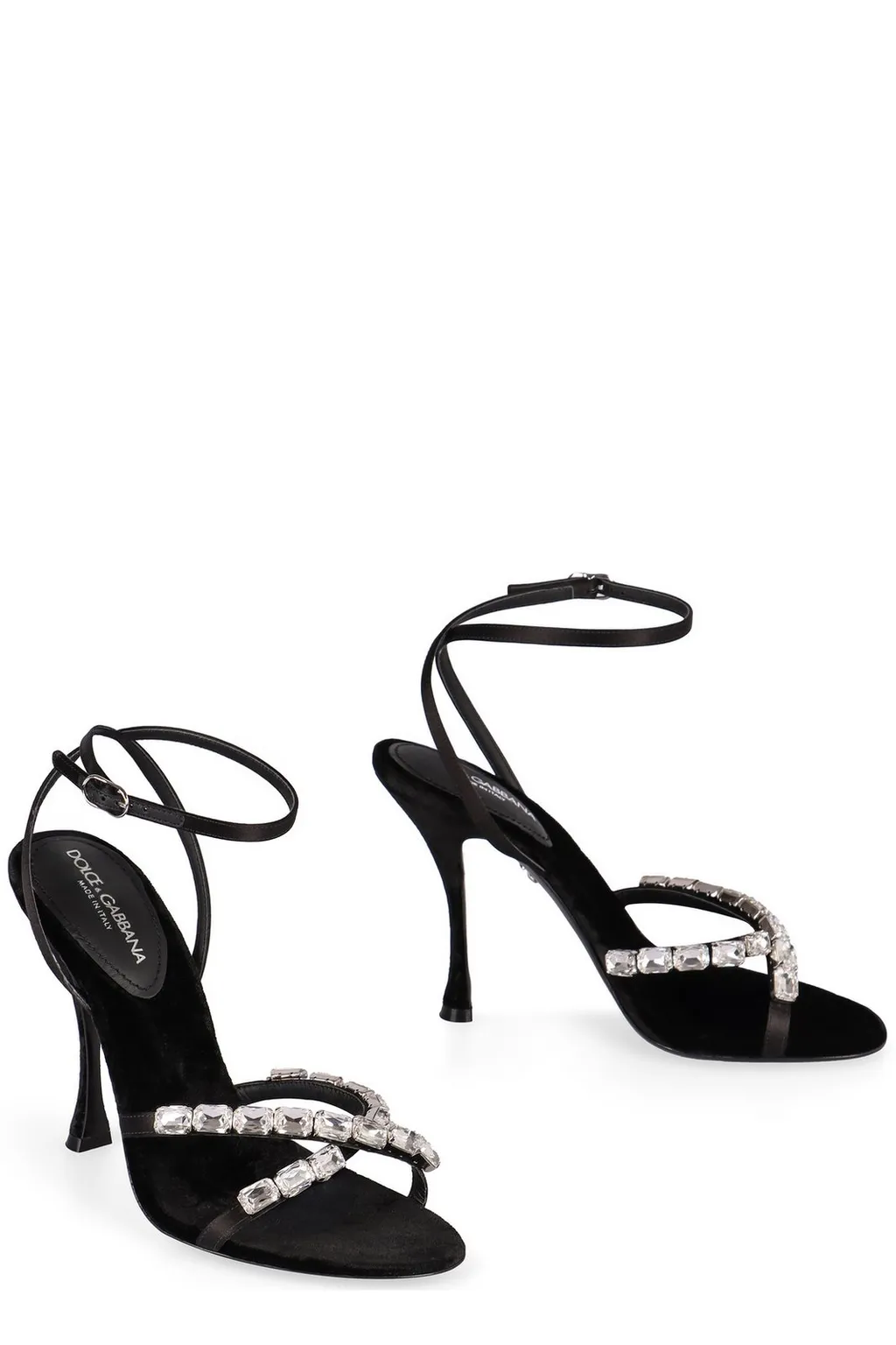 Embellished Satin Sandals