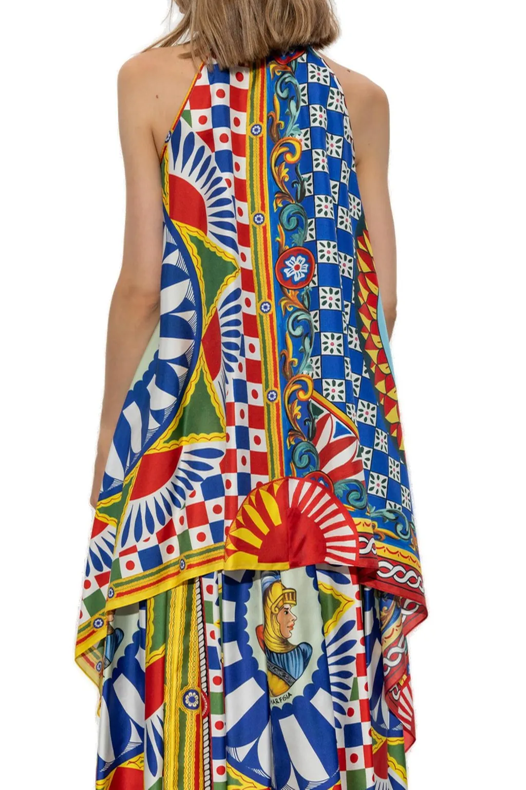 Carretto Printed Twill Asymmetric Hem Top
