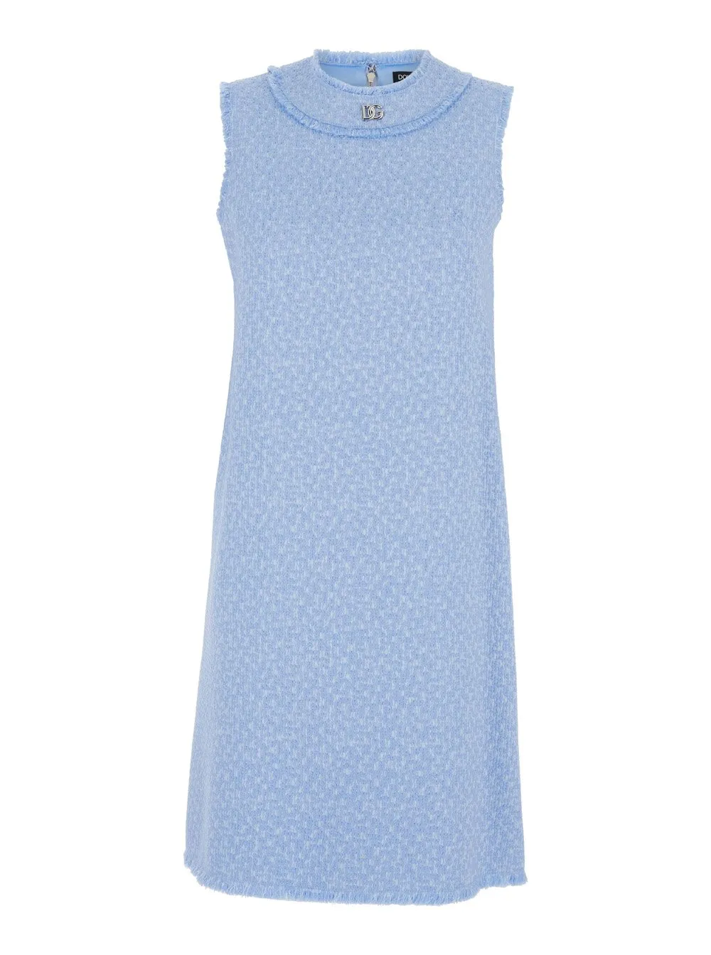 Logo Plaque Tweed Sleeveless Mini Dress