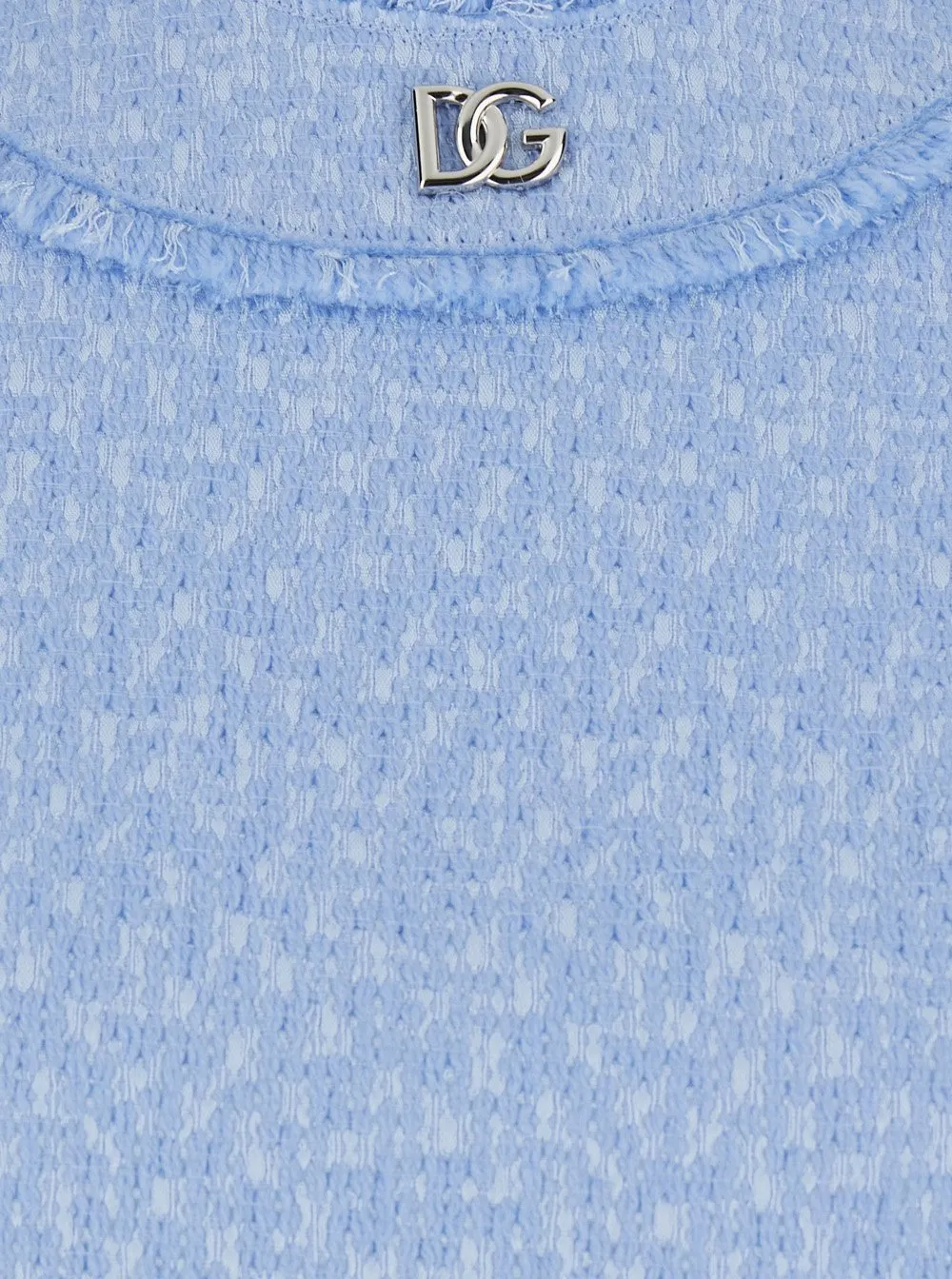 Logo Plaque Tweed Sleeveless Mini Dress