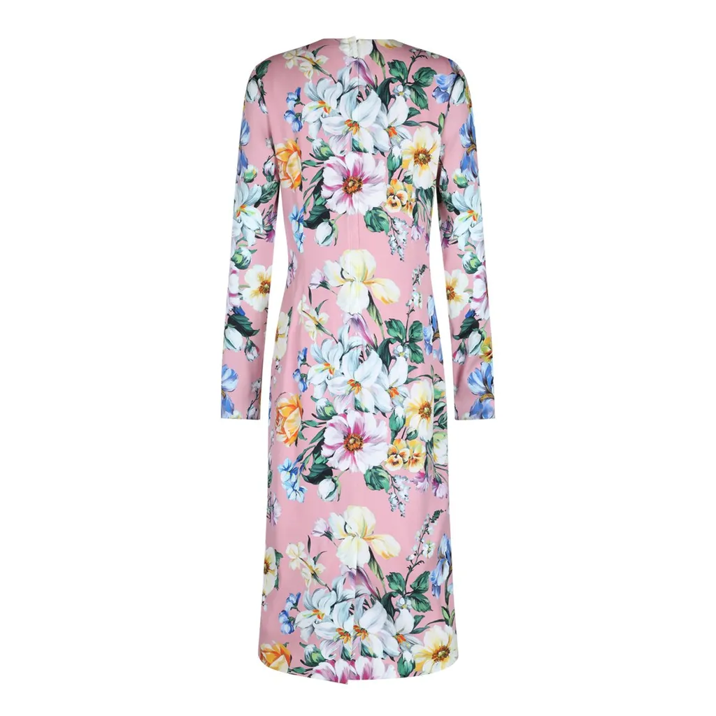 Floral Printed Long-Sleeved Midi Dress