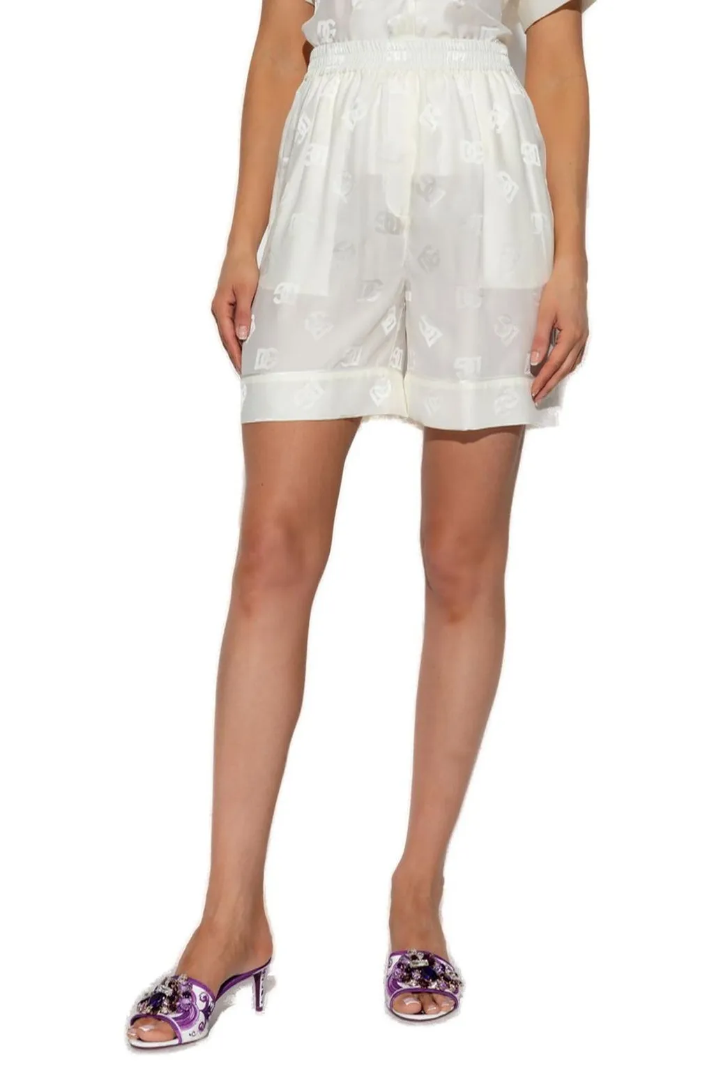 All-Over Dg Logo Jacquard Satin Shorts