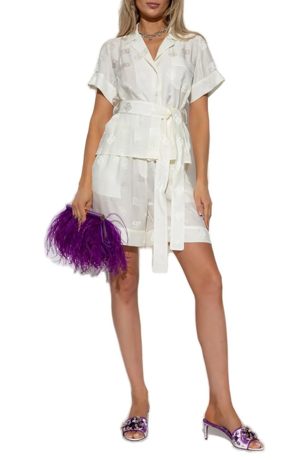 All-Over Dg Logo Jacquard Satin Shorts
